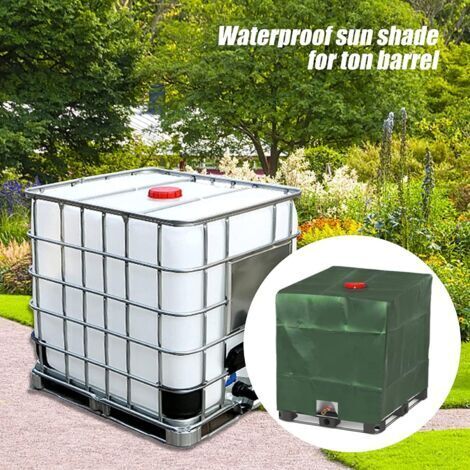Bâche pour cuves IBC de 1000 L, bâche de protection pour réservoir d'eau, housse anti-poussière, verte - 120 x 100 x 116 cm (1/4)