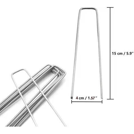 Lot de 20 piquets de sol en acier (150x40x3 mm) adaptés aux jardins, au paillis et au gazon artificiel. (1/3)
