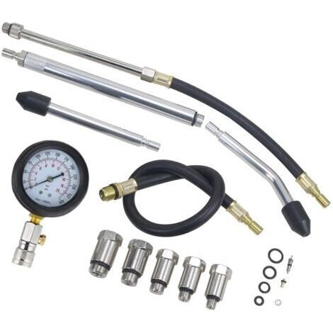 Kit d'adaptateurs de 11 pièces pour testeur de compression moteur, compatible avec les manomètres de pression des moteurs automobiles (voitures, fourgonnettes, motos et camions). (1/3)