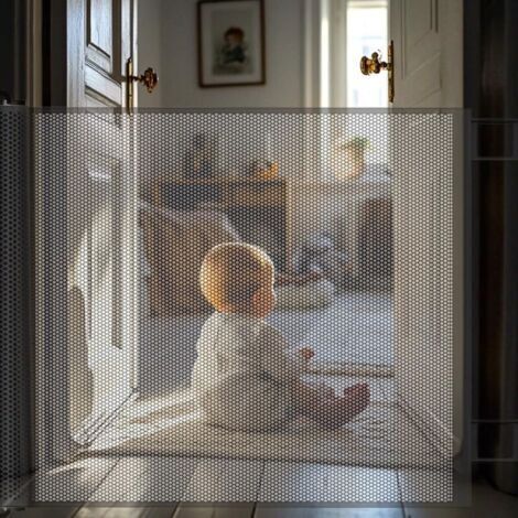 Barrière de sécurité rétractable pour bébé et filet pour animaux, utilisable à l'intérieur comme à l'extérieur, noire, 110 cm (1/3)
