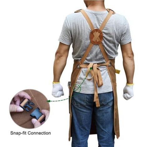 Tablier de protection imperméable pour homme – Rangement multi-poches pour outils – Résistant à la chaleur et aux éclaboussures – Coupe confortable (1/3)