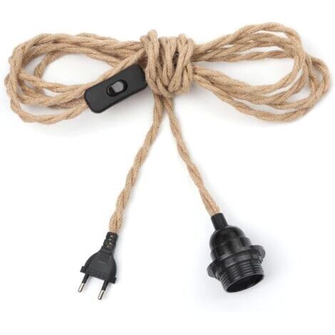 Cordon de suspension en chanvre de 4,5 mètres, support de suspension style industriel à monter soi-même (ampoule non incluse)