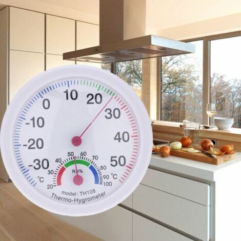 Thermomètres d'intérieur et d'extérieur, thermomètres et hygromètres avec horloges blanches (1/4)