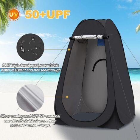 Tente de toilette portable, cabine de douche avec protection UV, idéale pour la plage, la pêche, la baignade et les activités de plein air, livrée avec un sac de rangement. (1/3)