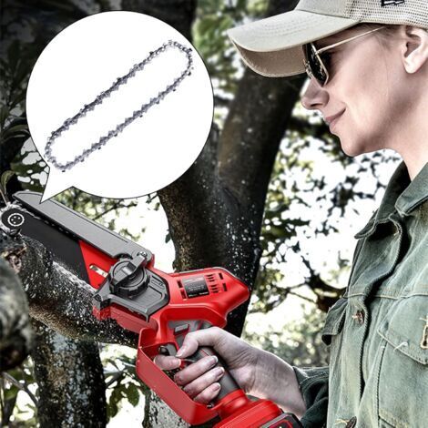 Un jeu de 4 chaînes de tronçonneuse, 25 cm, 3/8 pouce LP, 40 maillons d'entraînement, 1,3 mm, chaînes anti-rebond, compatibles avec Einhell GC-LC 18/25 Li et GE-LC 18/25 Li, Husqvarna 436 Li, 536 Li, (1/3)