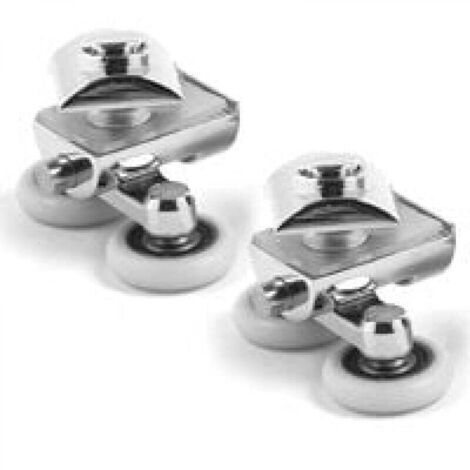 Un jeu de 4 roulettes doubles pour portes de douche coulissantes, 2 roues, 23 mm, alliage de zinc, salle de bain. (1/3)