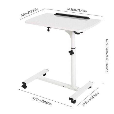 Table d'ordinateur portable à roulettes pour lit - Table à roulettes réglable en hauteur et en inclinaison, petite table, table à double usage pour travailler et se reposer. (1/3)