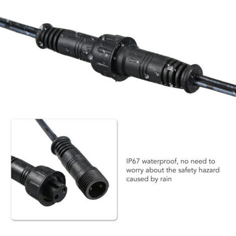 Rallonge pour éclairage de jardin, 5 x 1 mètre, indice de protection IP67, connecteur mâle-femelle à 2 broches, adaptée aux environnements extérieurs. (1/3)