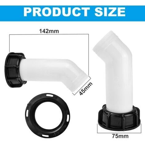 Raccord de robinet pour réservoir d'eau IBC avec buse de vidange et 2 tuyaux d'évacuation. (1/4)