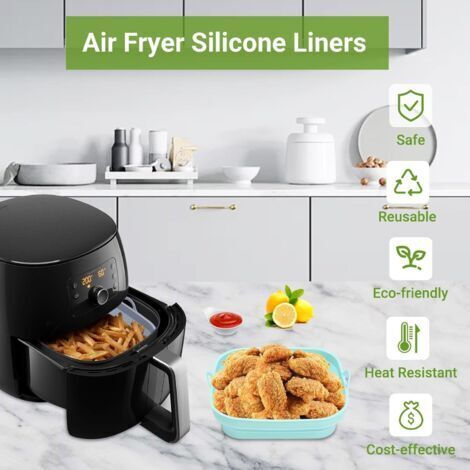 Moules en silicone pour friteuse à air chaud – Lot de deux – Résistants à la chaleur jusqu'à 230 °C – Pliables et antiadhésifs – Compatibles micro-ondes et four (1/3)
