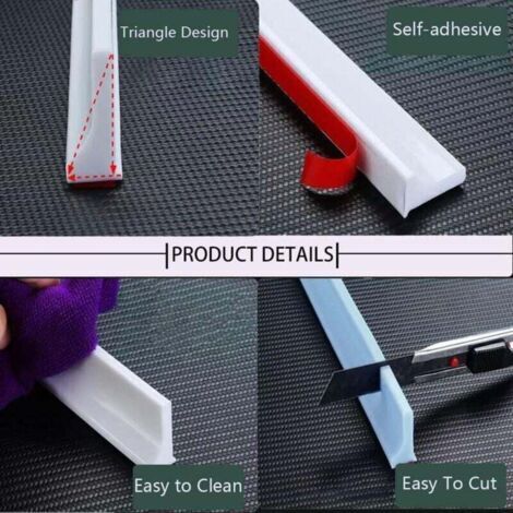 Joint d'étanchéité en silicone de 2 mètres de long pour seuil de porte de douche, en forme de L, 3 cm de hauteur, étanche (1/3)