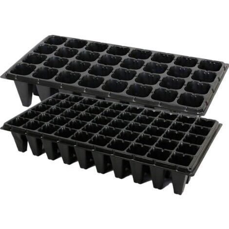 Ensemble de 5 plateaux de semis, plateau de semis de 50 alvéoles, pour la germination des graines et la propagation des semis, en plastique noir.