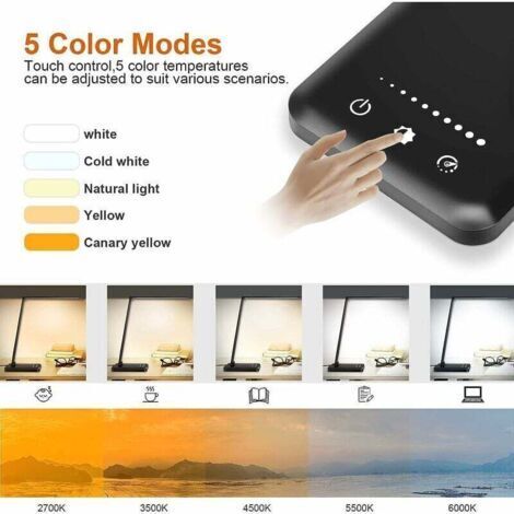 Lampe d'éclairage LED, lampe de cuisine à lumière tamisée, 10 lampes à LED, 5 modes de couleurs, commande tactile, protection d'augmentation, avec prise USB/fonction de minuterie, barre de réglage/bar (1/3)