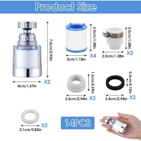 Purificateur d'eau pour robinet en deux parties, filtre anti-calcaire, eau du robinet purifiée de haute qualité, élimine le chlore et les métaux lourds, installation facile et rapide, design transpare