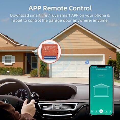 Ouvre-porte de garage intelligent, hub Wi-Fi compact, compatible avec Alexa et Google Home, alarmes de verrouillage de porte en temps réel, sécurité renforcée, conception compacte et installation faci