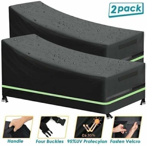 LaBlanc - 2 pcs Housse de Chaise Longue de Jardin,Résistance au Vent,Anti-UV,Tissu Oxford 420D Housse avec Grilles D’aération et Bande Réfléchissante pour Chaise Longue de Jardin,200x75x70/40cm