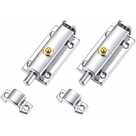 LaBlanc - 2 pièces Verrou Porte en Acier Inox Loquets de Porte Loquet de Verrouillage Automatique Targette Portail Verrou de Sécurité Verrou Bouton pour Intérieur Porte Placard Fenêtre Chambre