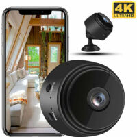Mini caméra espion, caméra de surveillance 4K HD WiFi résolution réglable caméra de sécurité pour bébé caméra cachée sans fil intérieur/extérieur (noir)
