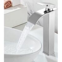 Robinet de salle de bain, robinet de salle de bain, robinet cascade pour salle de bain avec beau design, robinet de baignoire pour eau froide et chaude - chrome