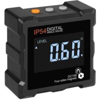 Inclinomètre numérique LCD 360°, inclinomètre numérique magnétique, inclinomètre électronique, arrêt automatique, avec rétroéclairage magnétique, magnétisme sur quatre côtés, étanche IP54 (batterie in
