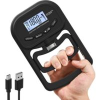 Entraîneur de force de préhension 180 kg (396 lb), dynamomètre électronique portable rechargeable, testeur de force de préhension numérique avec écran LCD, modes d'exercice des mains réglables, dynamo