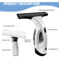 Aspirateur à vitres sans fil, nettoyeur de vitres de voiture, nettoyeur de vitres rechargeable, nettoyeur de salle de bain et de douche, outil de nettoyage électrique pour portes vitrées
