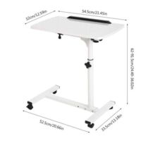 Table d'ordinateur portable à roulettes pour lit - Table à roulettes réglable en hauteur et en inclinaison, petite table, table à double usage pour travailler et se reposer.