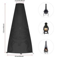 Housse de foyer ronde imperméable, housse de foyer extérieur, housse de barbecue, bâche de protection pour barbecue, housse de foyer avec cordon de serrage (122 x 21/61 cm)