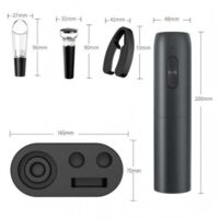 Ouvre-bouteille électrique rechargeable 5 en 1, ouvre-bouteille professionnel avec base de chargement, coupe-capsule, verseur à vin, bouchon et câble USB - Noir