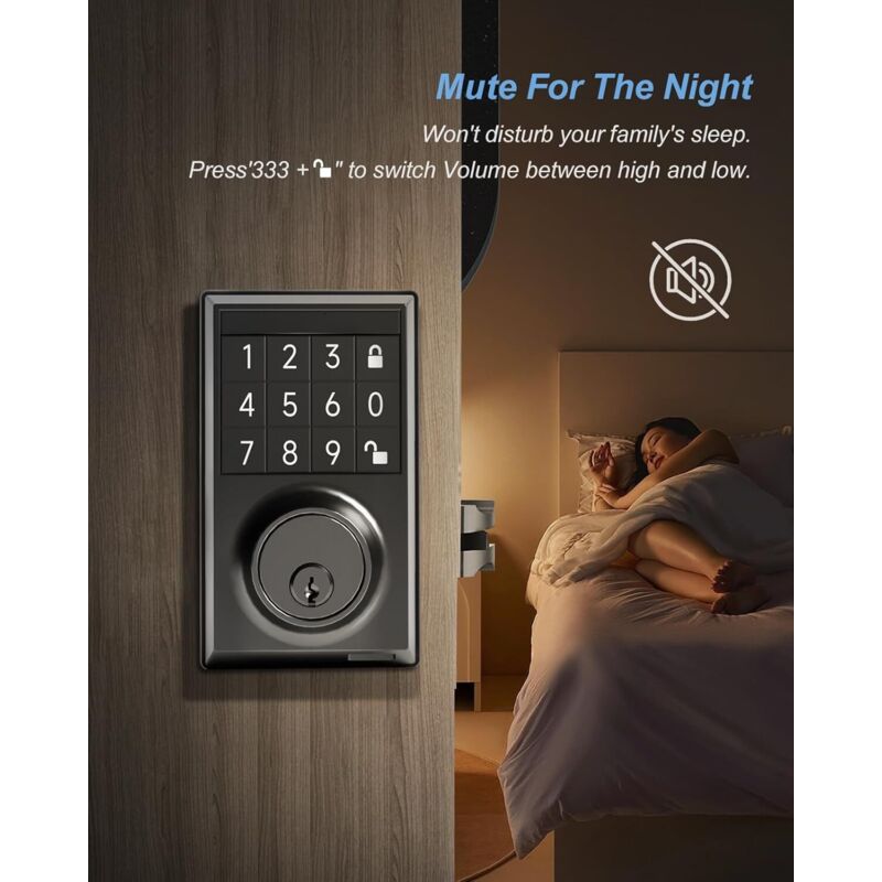 Serrure de porte intelligente DIGI A260 Tuya (noir) avec serrure 6085