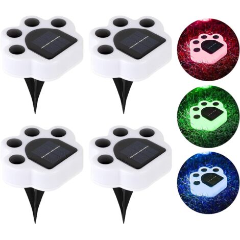 Lampe solaire patte d'ours, couleur blanche, longueur 12,3 cm, lot de 4 LED d'extérieur, idéale pour les allées de jardin (1/5)