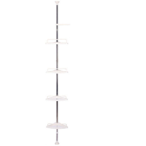 Étagère de douche et étagère Étagère de douche télescopique 100-320 cm Étagère de douche réglable en hauteur sans perçage Étagère d'angle télescopique avec 4 paniers (1/5)