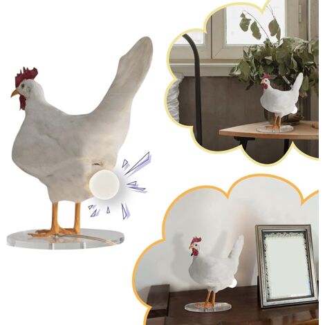 Oeuf de Poule Pondant Drôle de Lumière, Lampe D'Oeuf de Poule Led en Résine Réaliste, Lampe D'Oeufs de Poule de Pâques en Peluche, Lumière Décorative pour la Maison, la Chambre À Coucher, Le Salon (1/5)