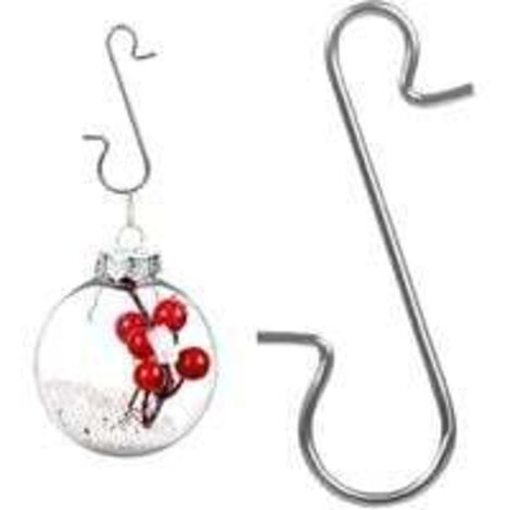 Lot de 120 crochets pour boules de Noël en forme de S, crochets pour décorations de Noël, crochets pour boules de Noël, sapin de Noël, argentés (1/3)