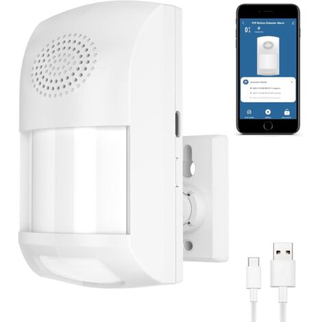 Détecteur de mouvement intelligent, alarme de sécurité sans fil WiFi, alarme sonore et lumineuse 110 dB, alertes d'application gratuites, détecteur de mouvement PIR de sécurité à domicile avec 4 modes (1/5)