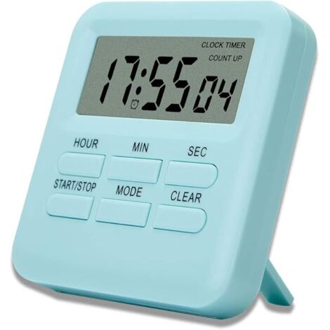 Minuterie Numérique avec Fonction d'Horloge/Réveil, Minuterie de Cuisine Digitale Dos Magnétique, Kitchen Timer Chronomètre Compte à Rebours Gestion du Temps pour Cuisine Étude