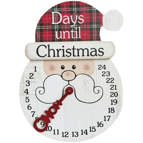 Autres décorations de Noël, Calendrier de Noël en bois, Compte à rebours jusqu'à Noël, 24 jours, Horloge Père Noël, 33 x 23 cm (1/5)