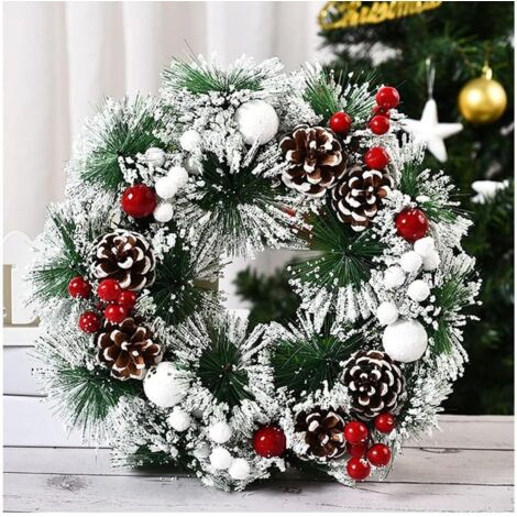 Couronne de Noël décorative 32x32cm – Matériaux durables : polyéthylène, bois, PVC – Décoration intérieure et extérieure – Réutilisable (1/4)