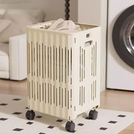 Panier à linge pour vêtements sales, panier à linge grande capacité, panier à linge pliable pour vêtements sales, panier à linge à roulettes pour salle de bain, organisateur de rangement avec poignée  (1/5)