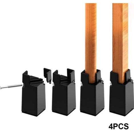 Rehausseurs de pieds de meubles, lot de 4, robustes, supportant jusqu'à 2,3 kg, faciles à installer pour les chaises de table au-dessus du lit (noir, 10 cm) (1/5)