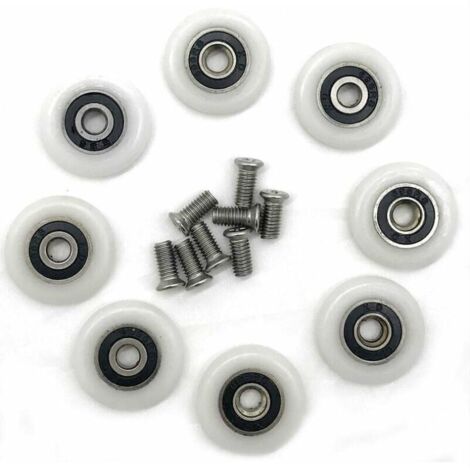 Lot de 8 roues de rechange pour porte de douche de 23 mm de diamètre Fixation de porte et paroi de douche (1/5)