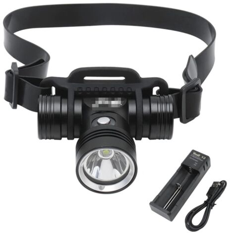 Lampe frontale sous-marine rechargeable IPX8, étanche, super lumineuse, 1 000 lumens, 3 modes d'éclairage, 60 m, avec chargeur (1/5)
