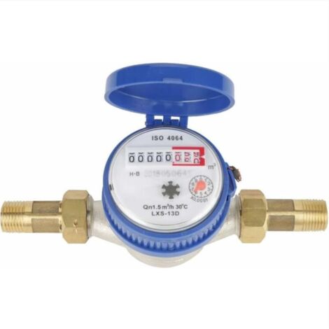 Compteur d'eau - Débit de compteur d'eau froide 15mm 1/2 pouce avec raccords pour la maison et le jardin (1/5)