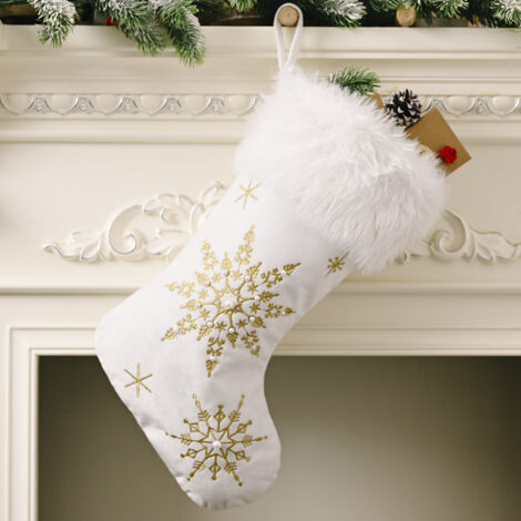 Grande décoration de Noël à suspendre pour sapin, cheminée, sac à bonbons, biscuits, flocons de neige, Père Noël, renne, cadeau pour enfants - Doré (1/5)