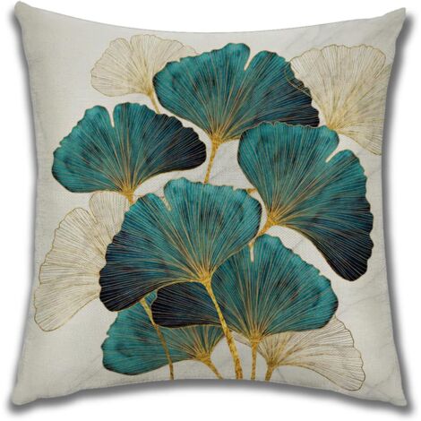 Housse de coussin décorative à motifs floraux et végétaux, taies d'oreiller en simili-lin, taies d'oreiller unies, taies d'oreiller de salon (couleur : C, dimensions : 45 x 45 cm) (1/3)