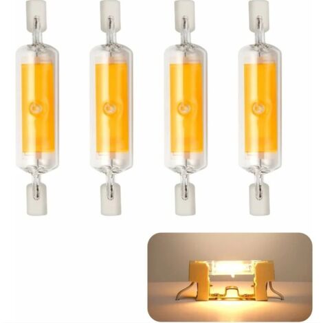 Ampoule LED, lot de 4, R7S LED, 78 mm, intensité variable, 10 W, blanc chaud 3 000 K, COB 800 lm, angle de faisceau de 360 °, équivalent à une ampoule halogène de 80 W. (1/5)