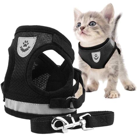 Harnais pour chien,Harnais Chat,Harnais pour Chat,Laisse Harnais Chat,Harnais Laisse pour Chat,Harnais pour Chat avec Laisse Gilet Réfléchissant,Réglable Harnais Laisse pour Chat Petit,aux Chiots Chat (1/5)
