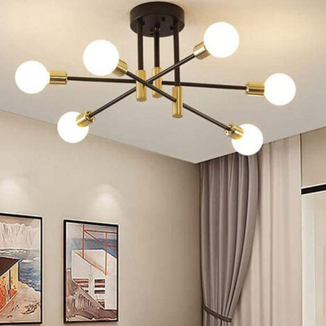 Lustre et accessoires suspendus, lot de 6 lustres – Plafonnier minimaliste nordique aux formes créatives pour salon, salle à manger, chambre, style luxueux (sans ampoule) (1/5)