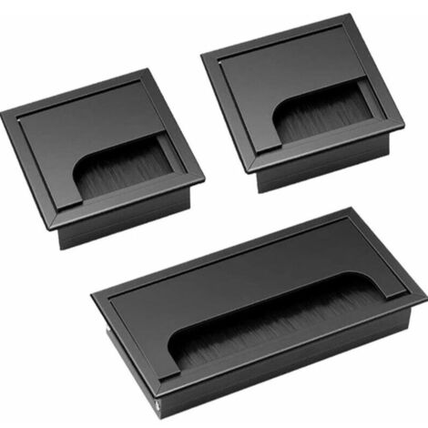 Câble Passe Couvercle 3 Pièces Carrée noir Passe Câbles Encastrables Bureau Cache Cable bureau en Alliage D'aluminium Sortie de Cable Passage de Cable 80 x 80 mm 160 x 80 mm (1/5)