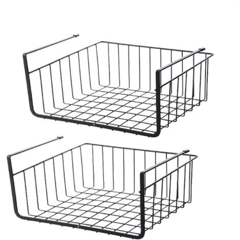 Ineasicer 2Pcs Organisateur Panier Suspendu, Panier Etagère Suspendu sous Etagère Panier de Rangement pour Placards de Cuisine, Armoires, étagères, Meubles Bas (Noir) (1/5)